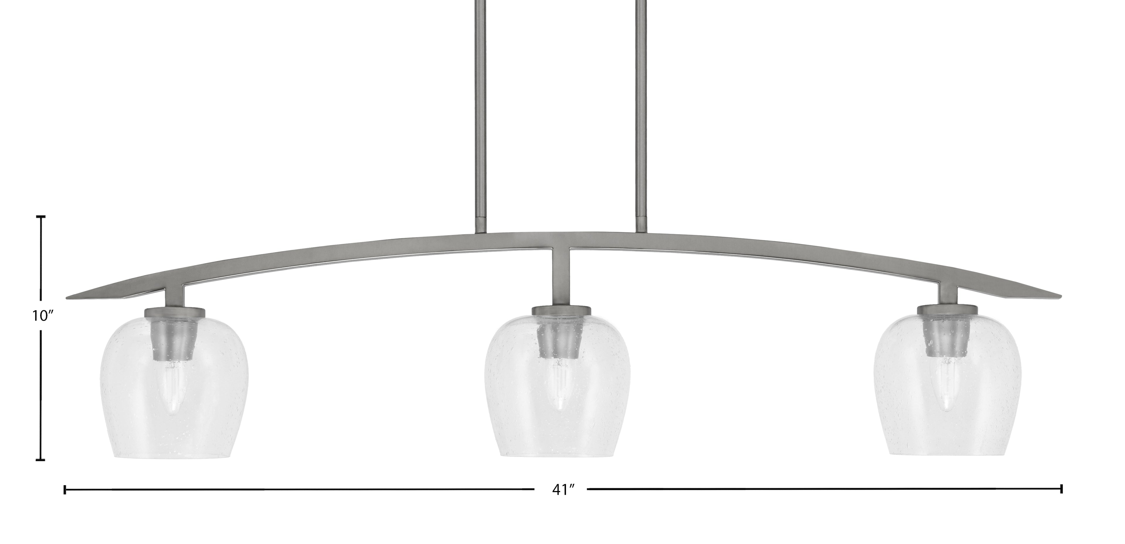 Kurve Three Light Island Pendant in Graphite with Clear Bubble Shade