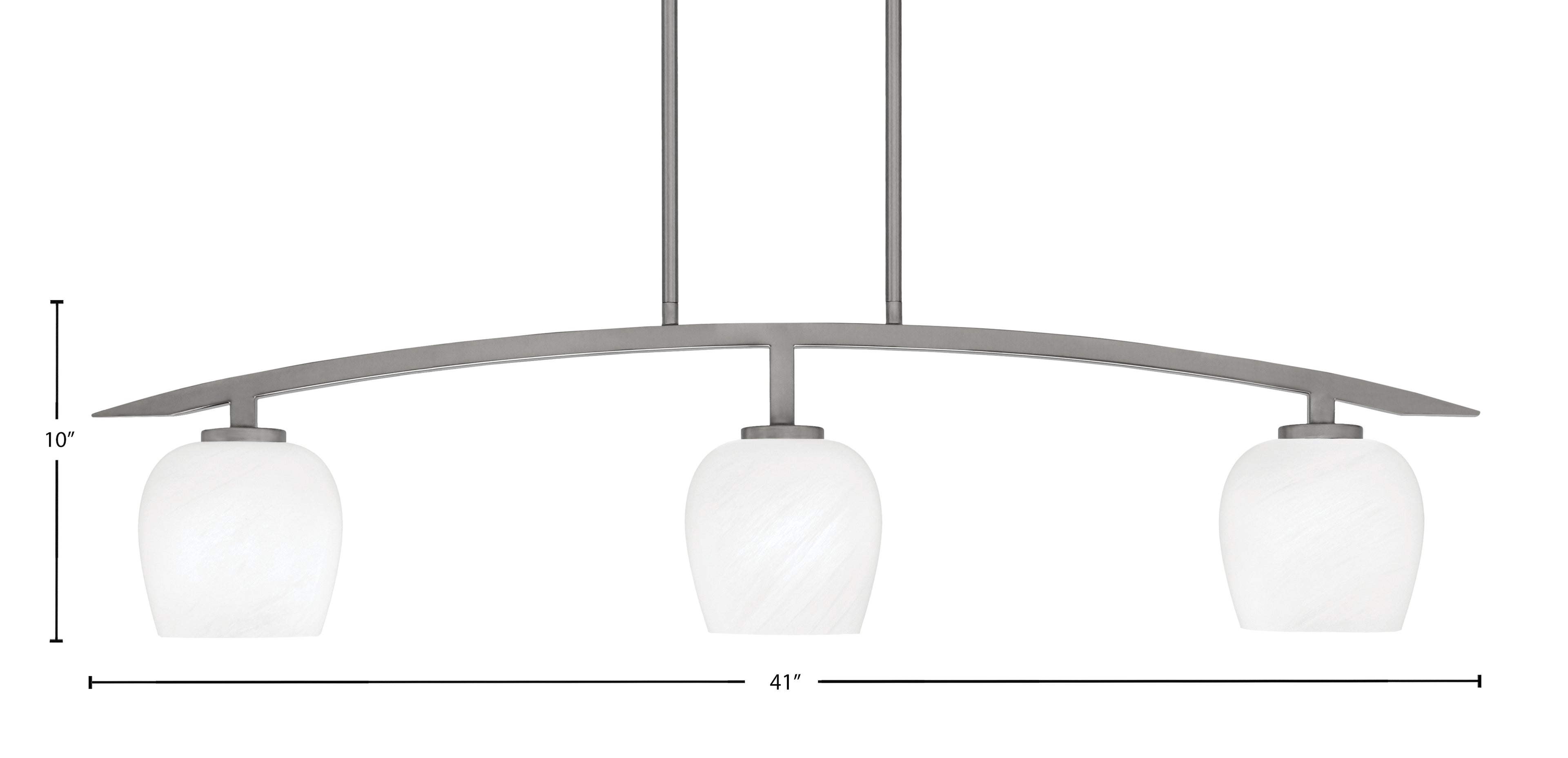 Kurve Three Light Island Pendant in Graphite with White Marble Shade