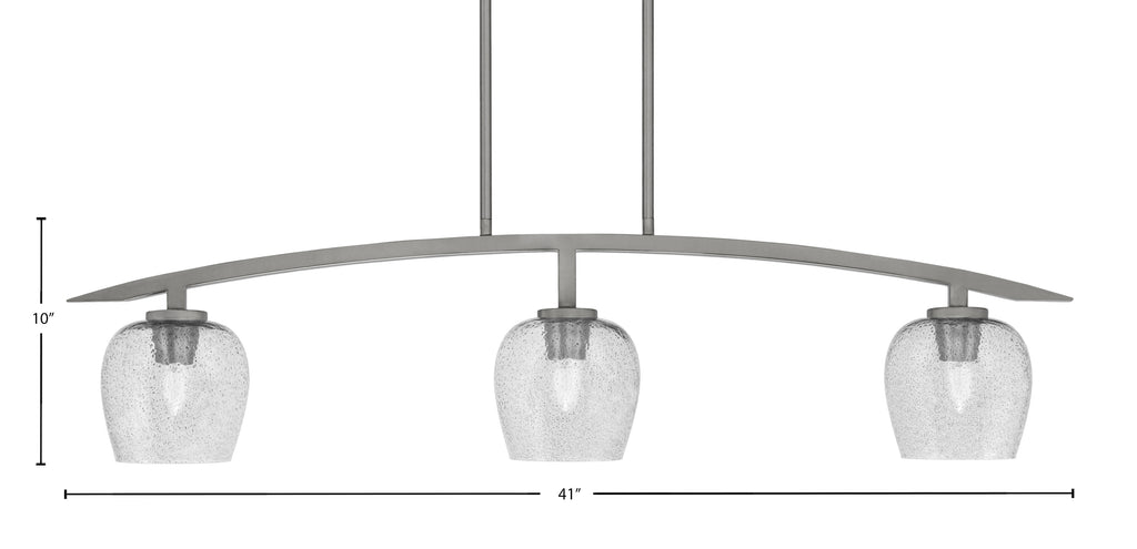 Kurve Three Light Island Pendant in Graphite with Smoke Bubble Shade