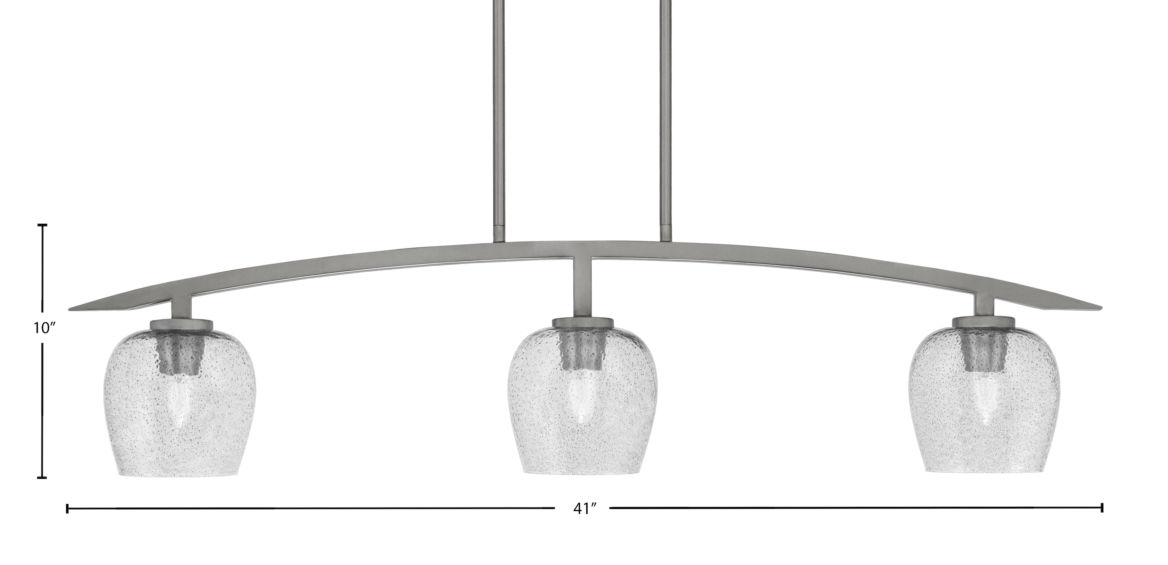 Kurve Three Light Island Pendant in Graphite with Smoke Bubble Shade