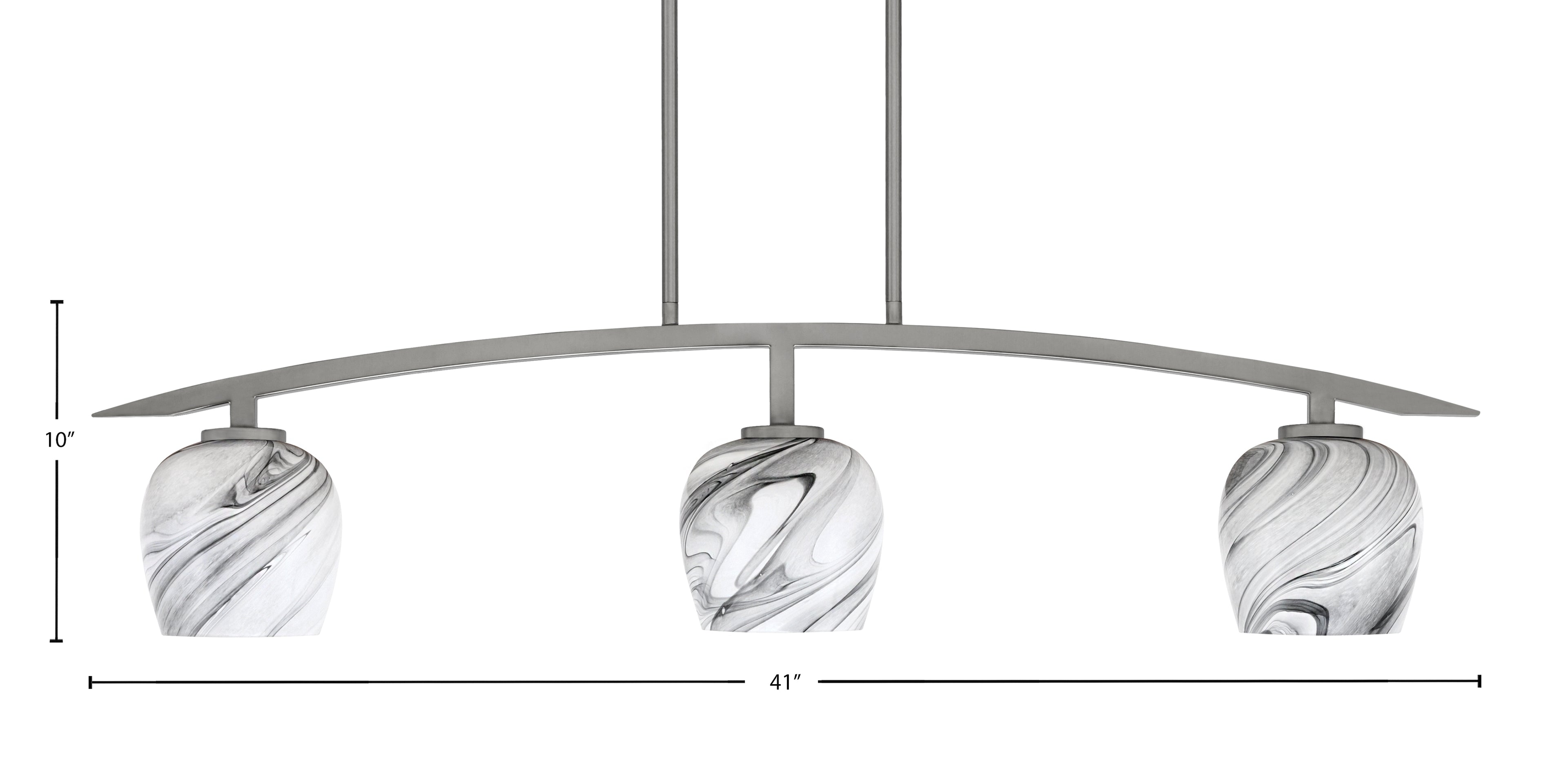 Kurve Three Light Island Pendant in Graphite with Onyx Swirl Shade