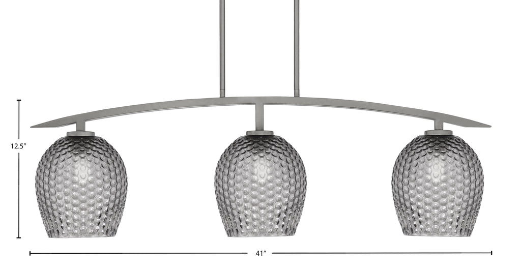 Kurve Three Light Island Pendant in Graphite with Smoke Textured Shade