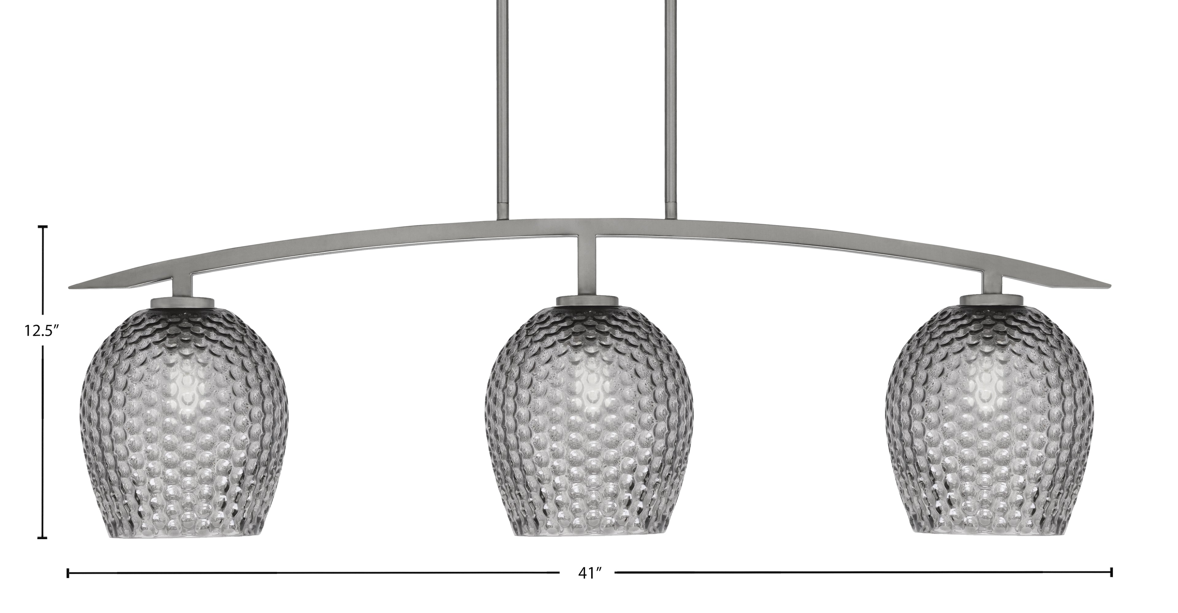 Kurve Three Light Island Pendant in Graphite with Smoke Textured Shade