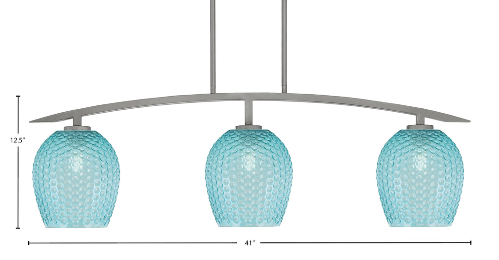 Kurve Three Light Island Pendant in Graphite with Turquoise Textured Shade