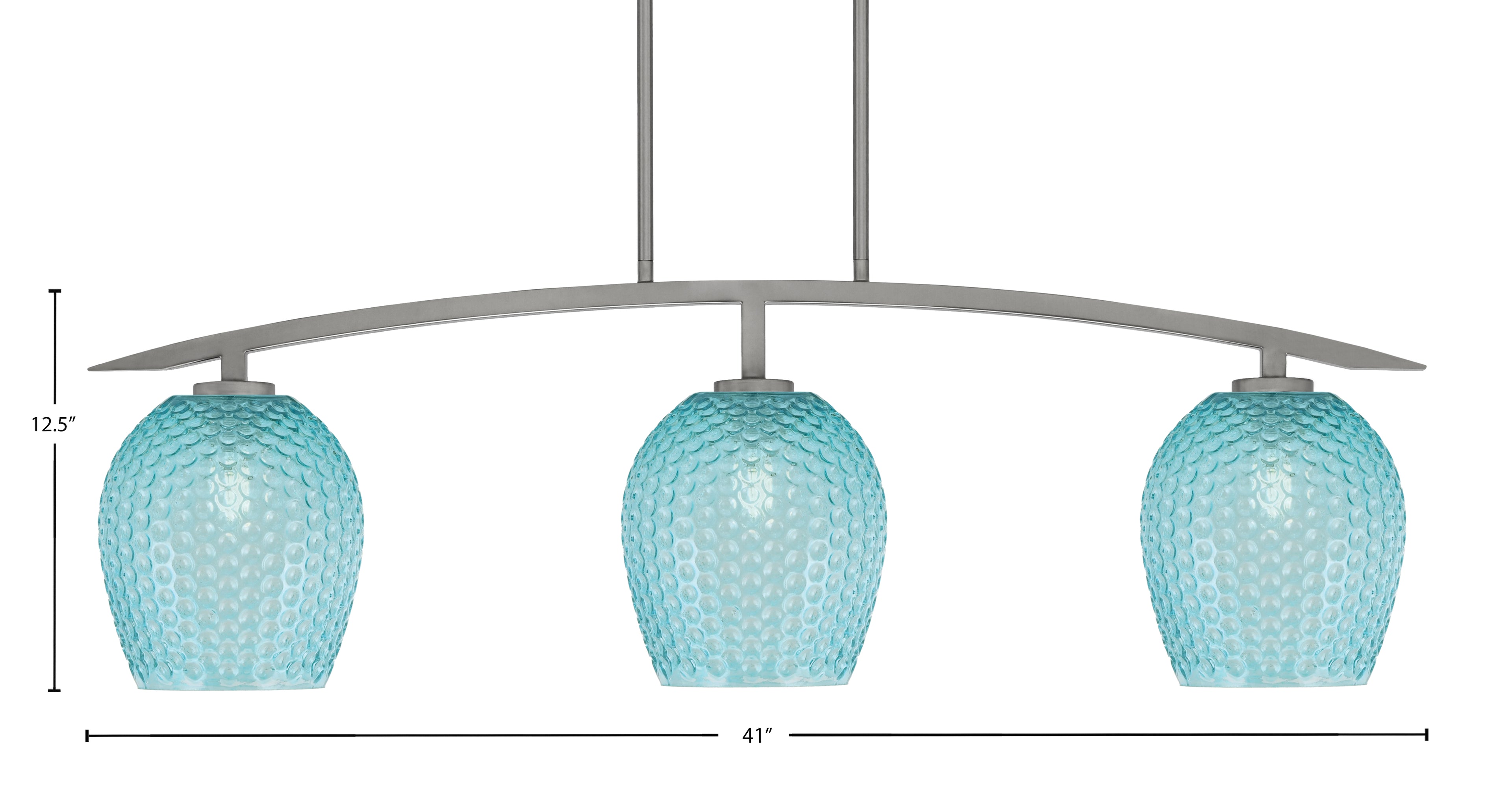 Kurve Three Light Island Pendant in Graphite with Turquoise Textured Shade