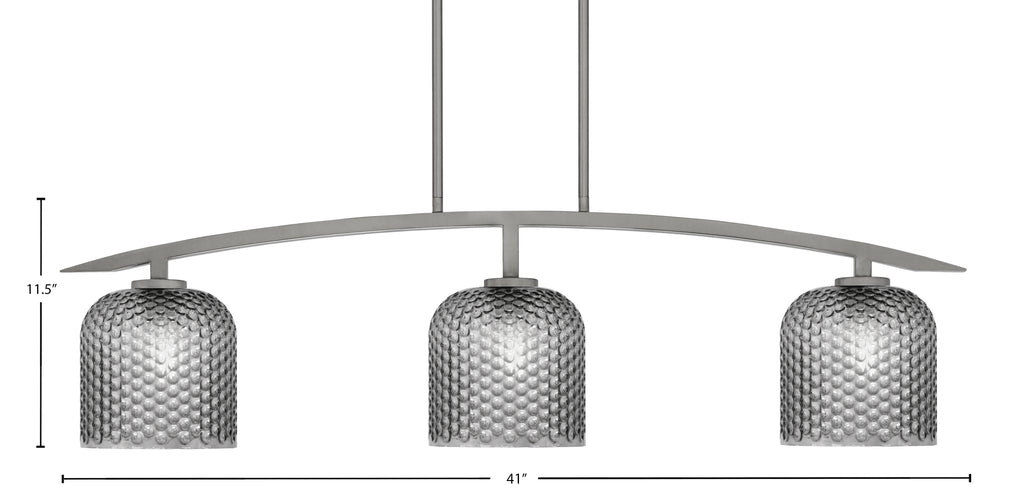 Kurve Three Light Island Pendant in Graphite with Smoke Textured Shade
