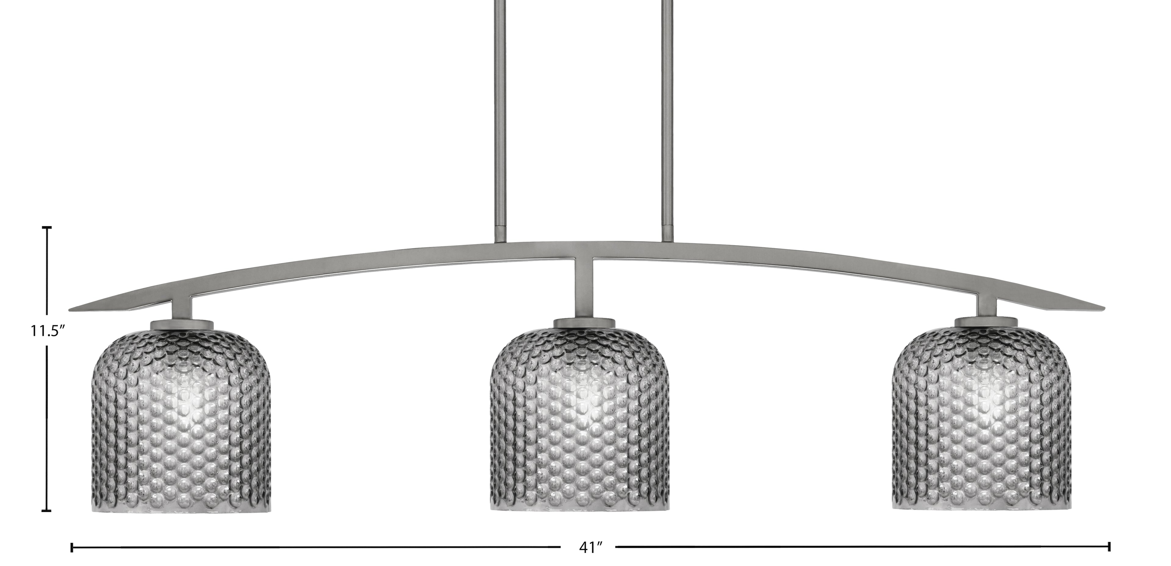 Kurve Three Light Island Pendant in Graphite with Smoke Textured Shade