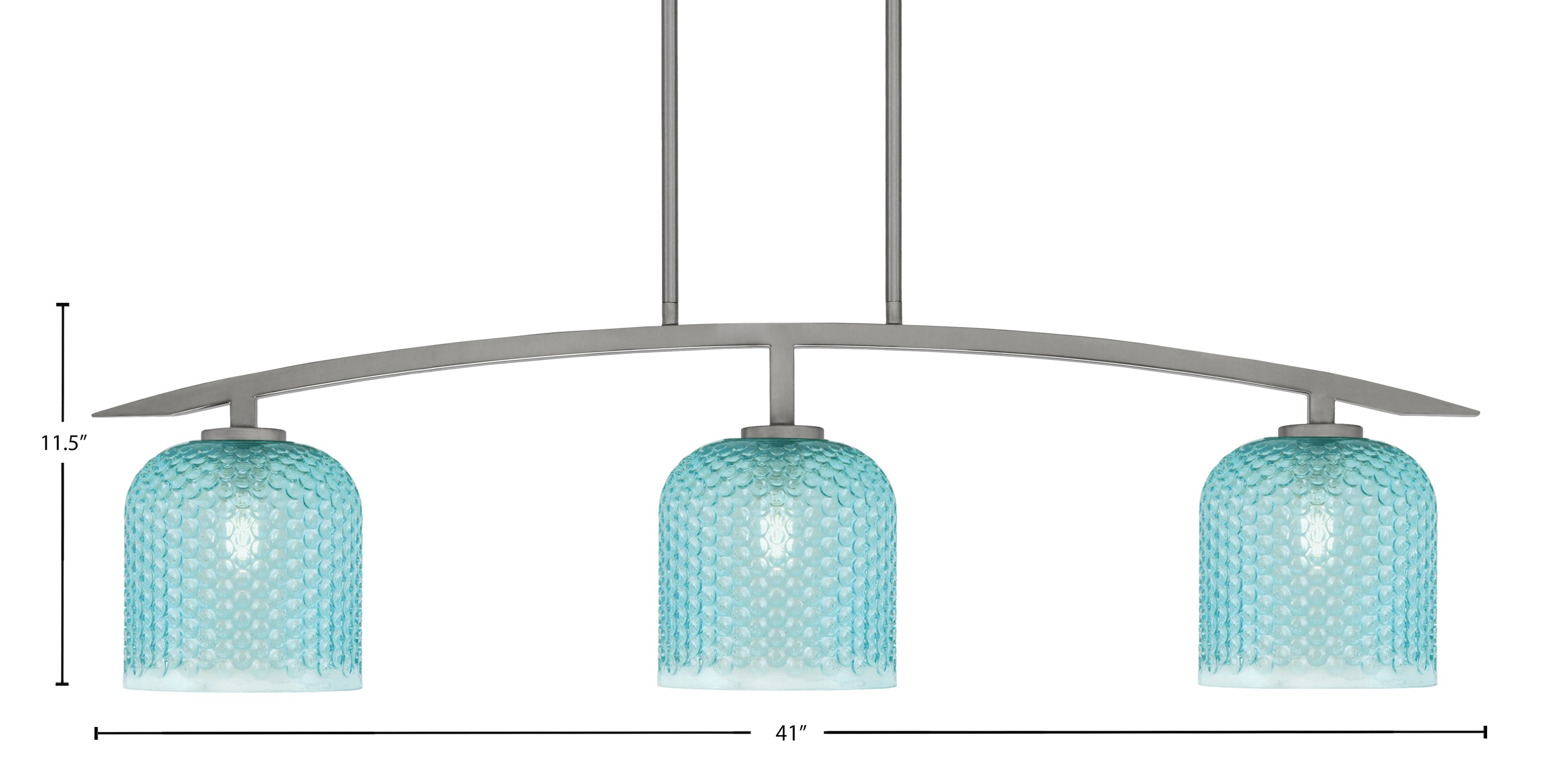 Kurve Three Light Island Pendant in Graphite with Turquoise Textured Shade