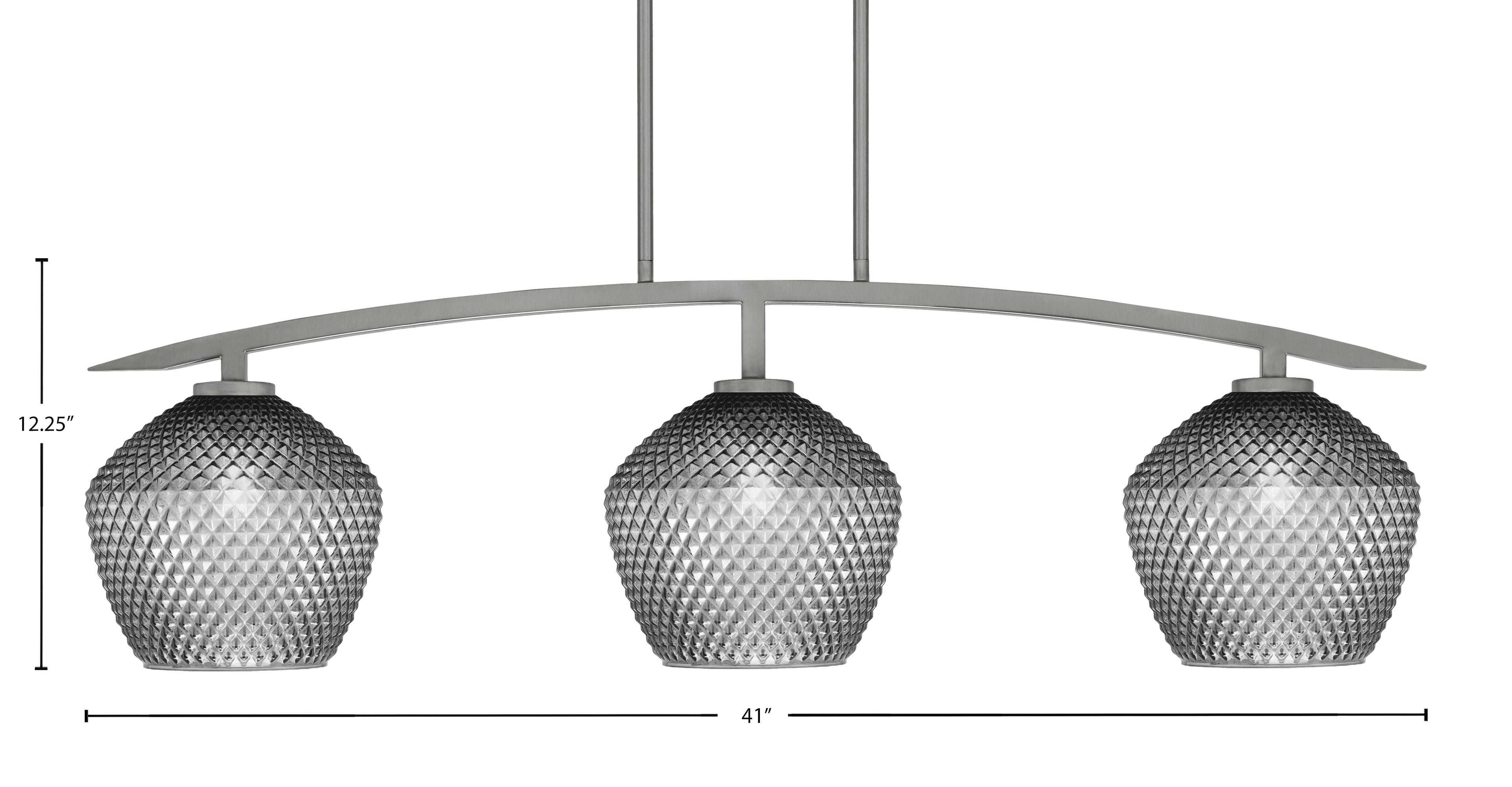 Kurve Three Light Island Pendant in Graphite with Smoke Textured Shade