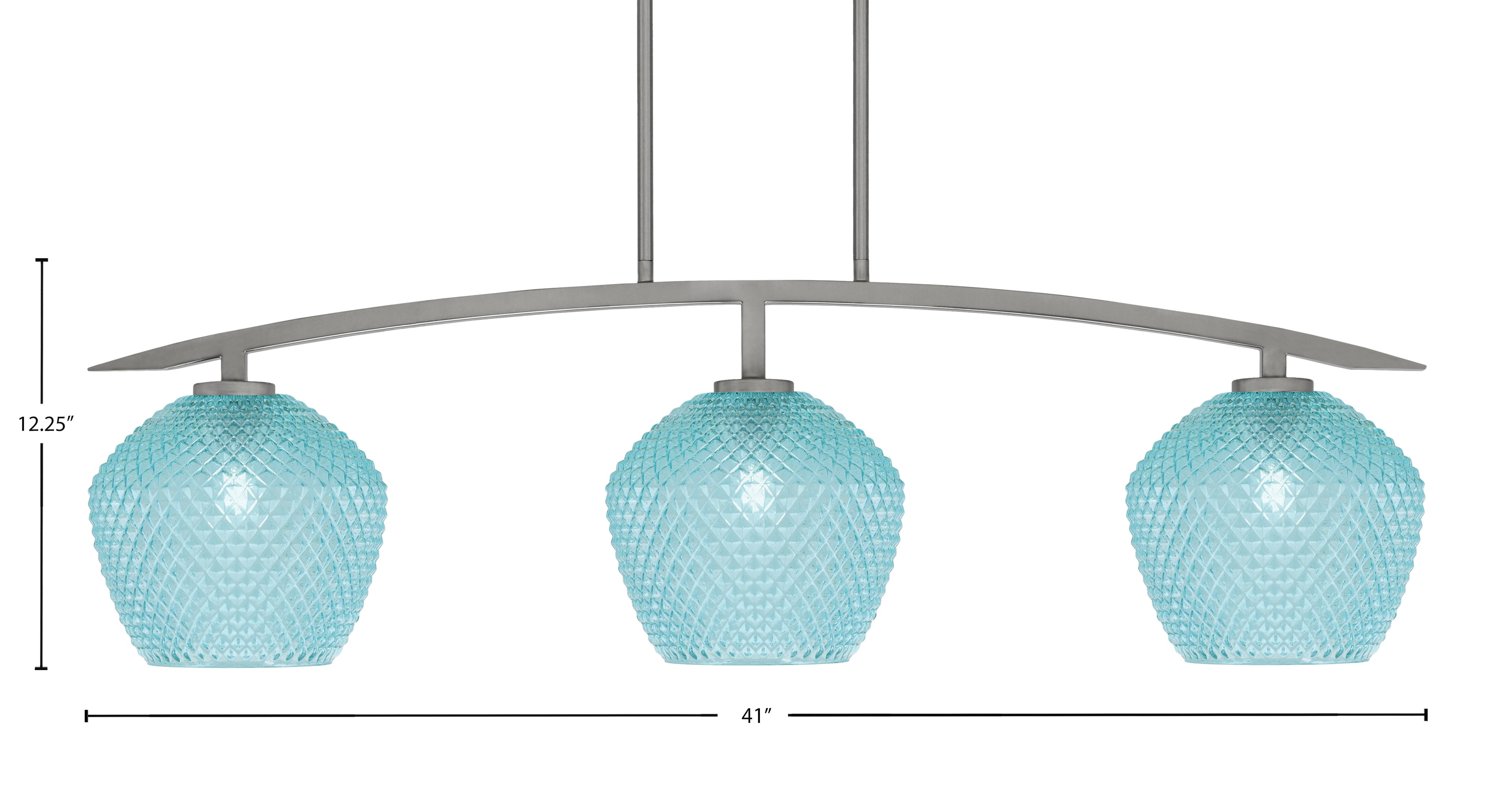 Kurve Three Light Island Pendant in Graphite with Turquoise Textured Shade