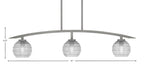 Kurve Three Light Island Pendant in Graphite with Clear Ribbed Shade