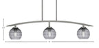 Kurve Three Light Island Pendant in Graphite with Smoke Ribbed Shade