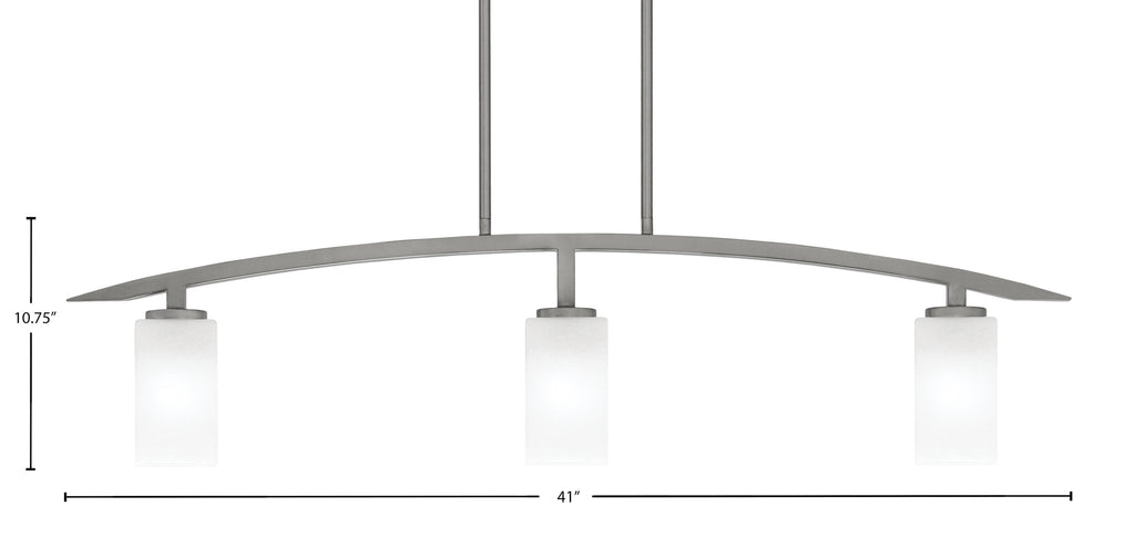 Kurve Three Light Island Pendant in Graphite with Square White Marble Shade