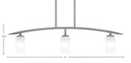 Kurve Three Light Island Pendant in Graphite with Square White Marble Shade