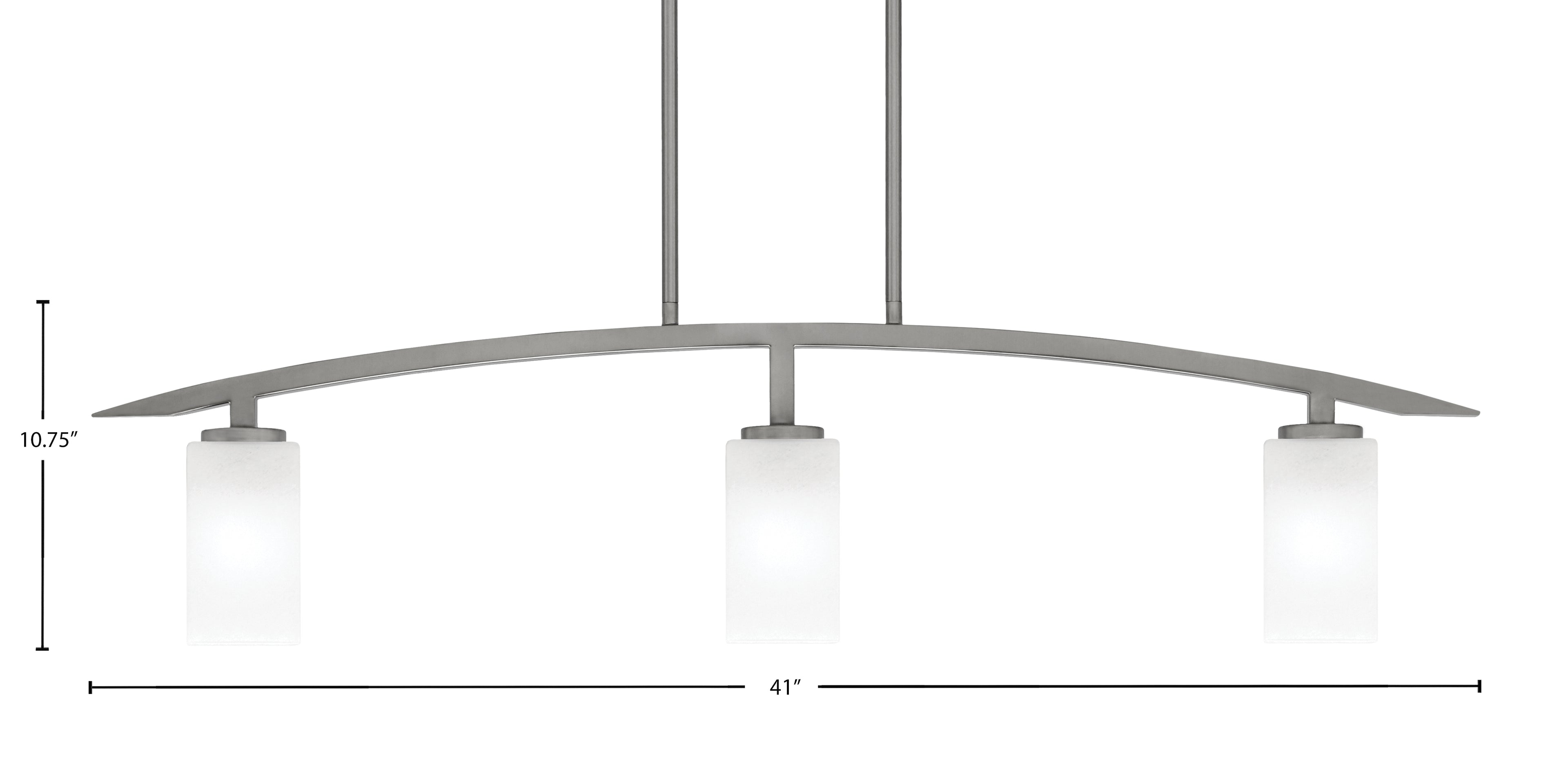 Kurve Three Light Island Pendant in Graphite with Square White Marble Shade