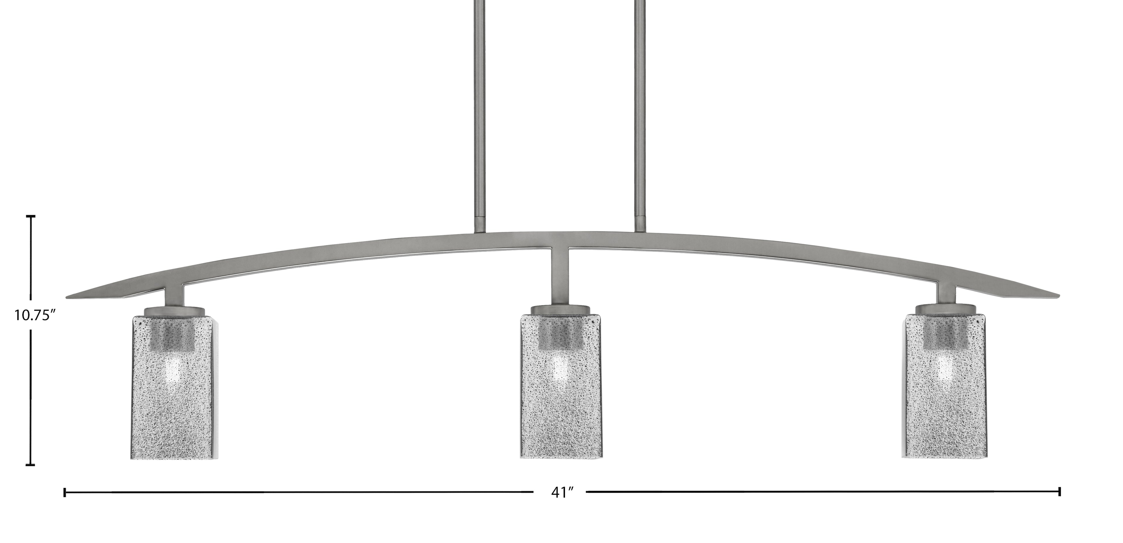 Kurve Three Light Island Pendant in Graphite with Square Smoke Bubble Shade