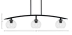Kurve Three Light Island Pendant in Matte Black with Clear Bubble Shade