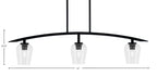 Kurve Three Light Island Pendant in Matte Black with Clear Bubble Shade