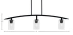 Kurve Three Light Island Pendant in Matte Black with Clear Bubble Shade