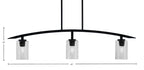 Kurve Three Light Island Pendant in Matte Black with Smoke Bubble Shade