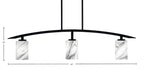 Kurve Three Light Island Pendant in Matte Black with Onyx Swirl Shade