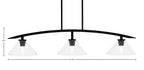 Kurve Three Light Island Pendant in Matte Black with Clear Bubble Shade