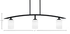 Kurve Three Light Island Pendant in Matte Black with White Muslin Shade