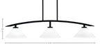 Kurve Three Light Island Pendant in Matte Black with White Muslin Shade