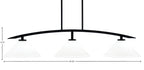 Kurve Three Light Island Pendant in Matte Black with White Muslin Shade