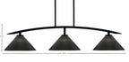 Kurve Three Light Island Pendant in Matte Black with Black Matrix Shade