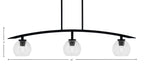 Kurve Three Light Island Pendant in Matte Black with Clear Bubble Shade