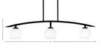 Kurve Three Light Island Pendant in Matte Black with White Marble Shade
