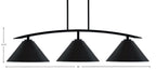 Kurve Three Light Island Pendant in Matte Black with Matte Black Cone Metal Shade
