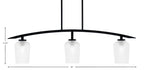 Kurve Three Light Island Pendant in Matte Black with Clear Textured Shade