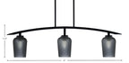 Kurve Three Light Island Pendant in Matte Black with Smoke Textured Shade