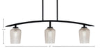 Kurve Three Light Island Pendant in Matte Black with Silver Textured Shade