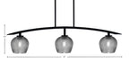 Kurve Three Light Island Pendant in Matte Black with Smoke Textured Shade