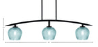 Kurve Three Light Island Pendant in Matte Black with Turquoise Textured Shade