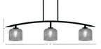 Kurve Three Light Island Pendant in Matte Black with Smoke Textured Shade