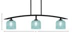 Kurve Three Light Island Pendant in Matte Black with Turquoise Textured Shade