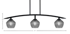 Kurve Three Light Island Pendant in Matte Black with Smoke Textured Shade
