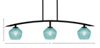 Kurve Three Light Island Pendant in Matte Black with Turquoise Textured Shade