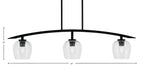 Kurve Three Light Island Pendant in Matte Black with Clear Bubble Shade