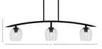 Kurve Three Light Island Pendant in Matte Black with Smoke Bubble Shade