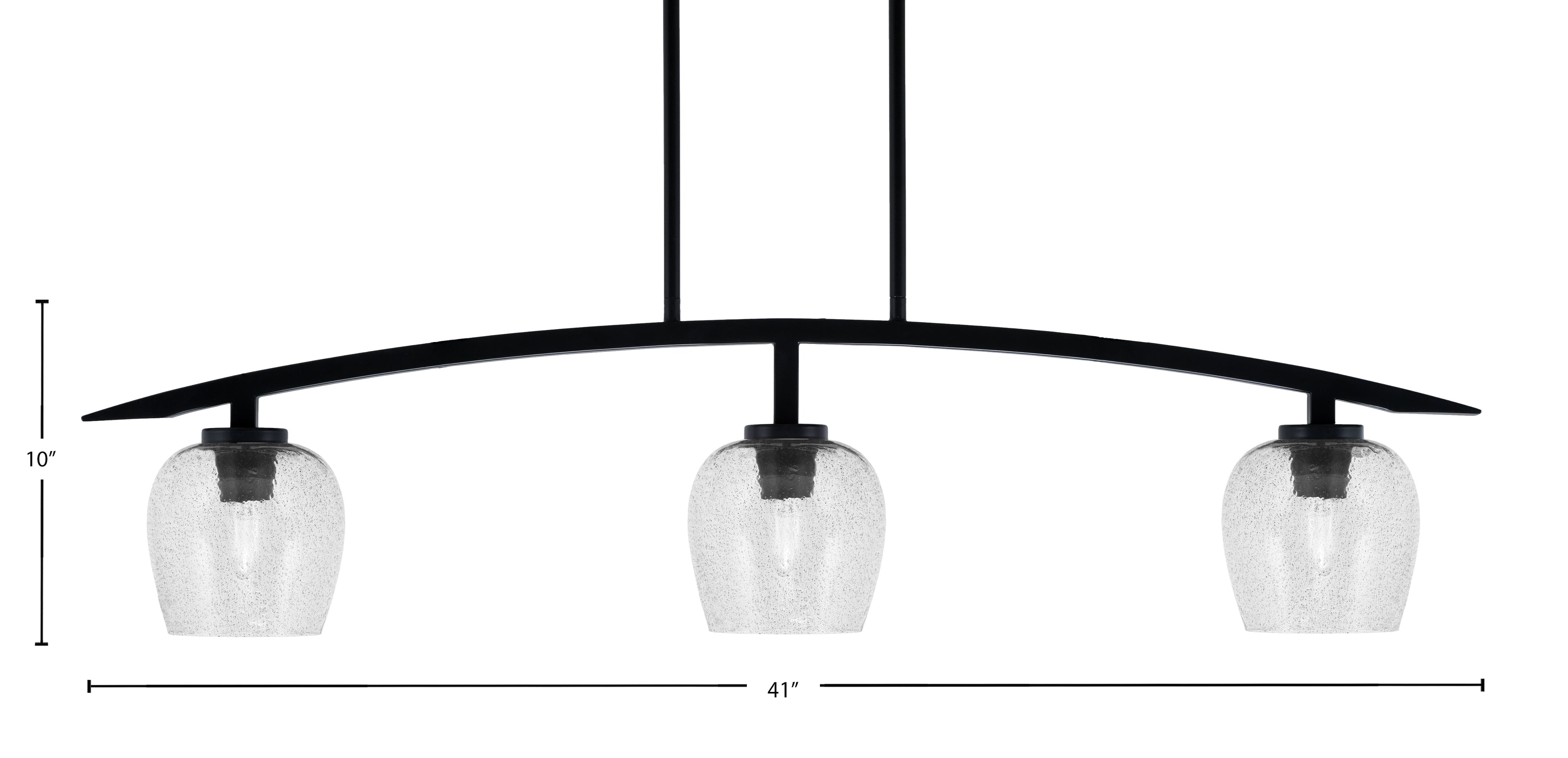 Kurve Three Light Island Pendant in Matte Black with Smoke Bubble Shade