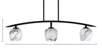 Kurve Three Light Island Pendant in Matte Black with Onyx Swirl Shade