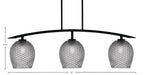 Kurve Three Light Island Pendant in Matte Black with Smoke Textured Shade