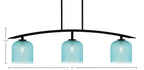 Kurve Three Light Island Pendant in Matte Black with Turquoise Textured Shade
