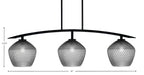 Kurve Three Light Island Pendant in Matte Black with Smoke Textured Shade