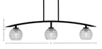Kurve Three Light Island Pendant in Matte Black with Clear Ribbed Shade